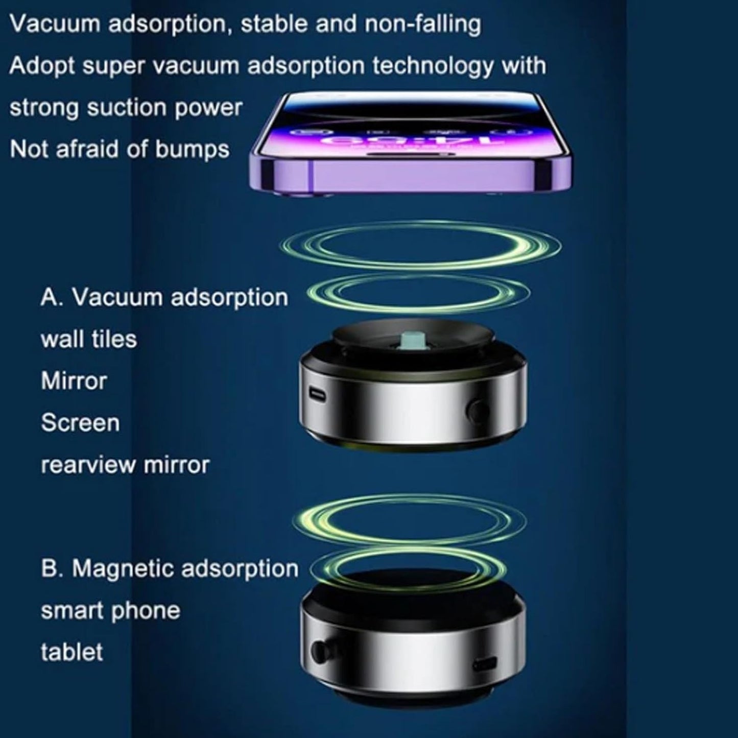 🔥SUMMER HOT SALE 49% OFF🔥Double-Sided Phone Holder: Innovative Dual Suction Cup and Magnetic Design