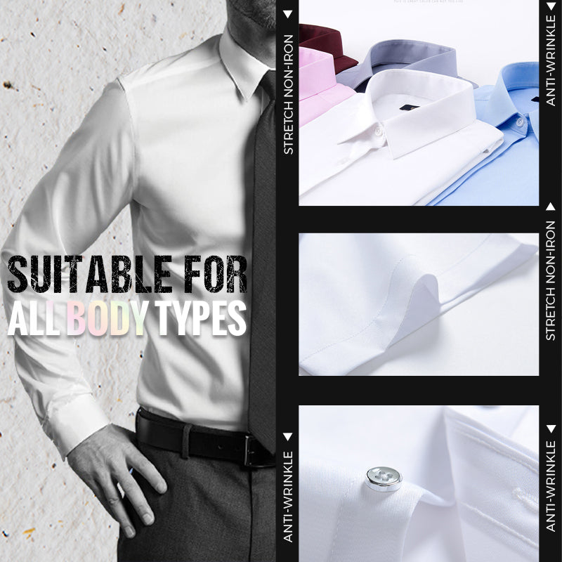 ✨(2 achetés, livraison gratuite)Chemise extensible non repassée et anti-froissement-3