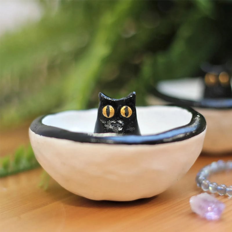 ?Hot Sale 49% OFF-Lucky Black Cat Decorative Trinket Bowl Dish