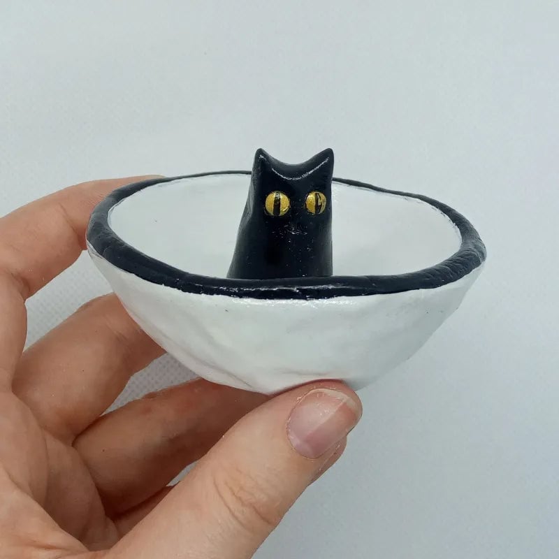 ?Hot Sale 49% OFF-Lucky Black Cat Decorative Trinket Bowl Dish