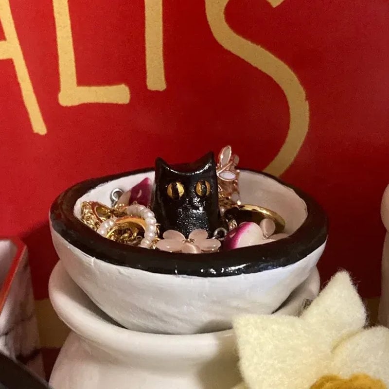 ?Hot Sale 49% OFF-Lucky Black Cat Decorative Trinket Bowl Dish