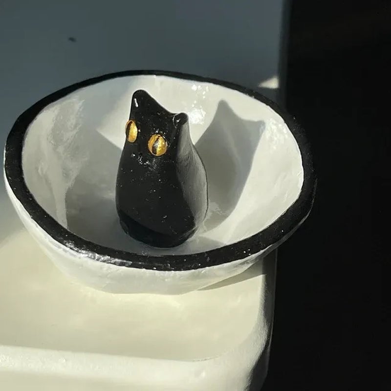 ?Hot Sale 49% OFF-Lucky Black Cat Decorative Trinket Bowl Dish