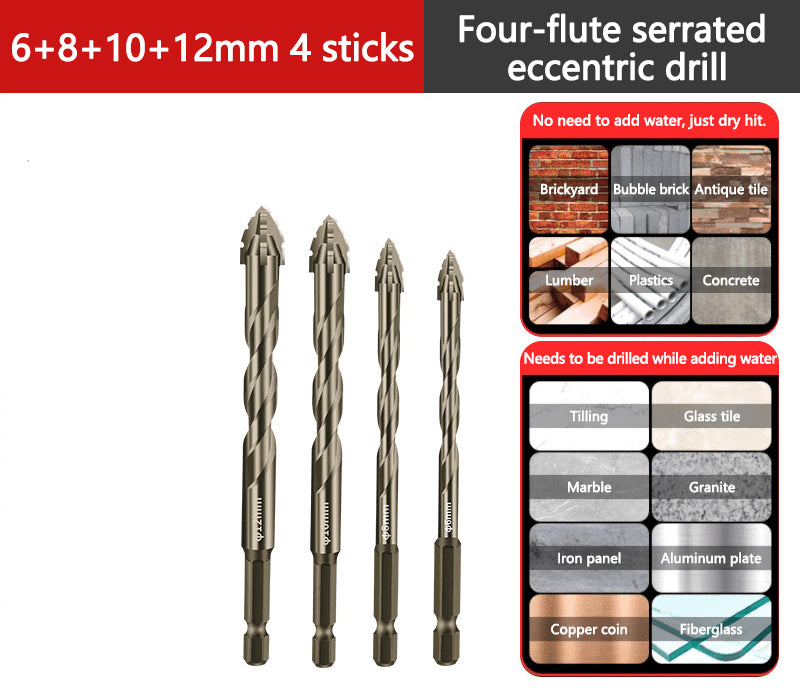 🔥Vente à chaud - 49 % de réduction🔥Kit de Forets Excentriques Dentelés à 4 Cannelures Haute Résistance