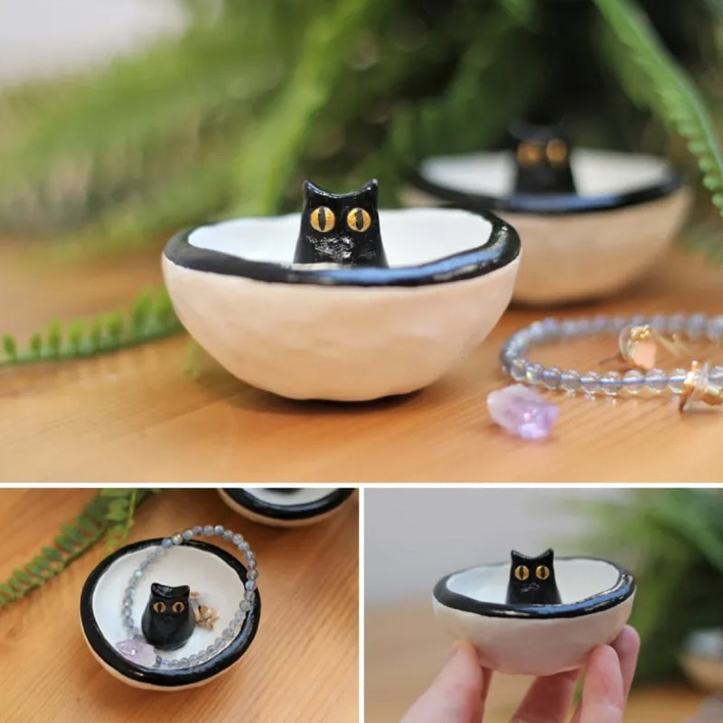 ?Hot Sale 49% OFF-Lucky Black Cat Decorative Trinket Bowl Dish