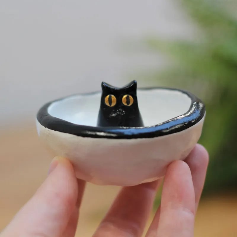 ?Hot Sale 49% OFF-Lucky Black Cat Decorative Trinket Bowl Dish