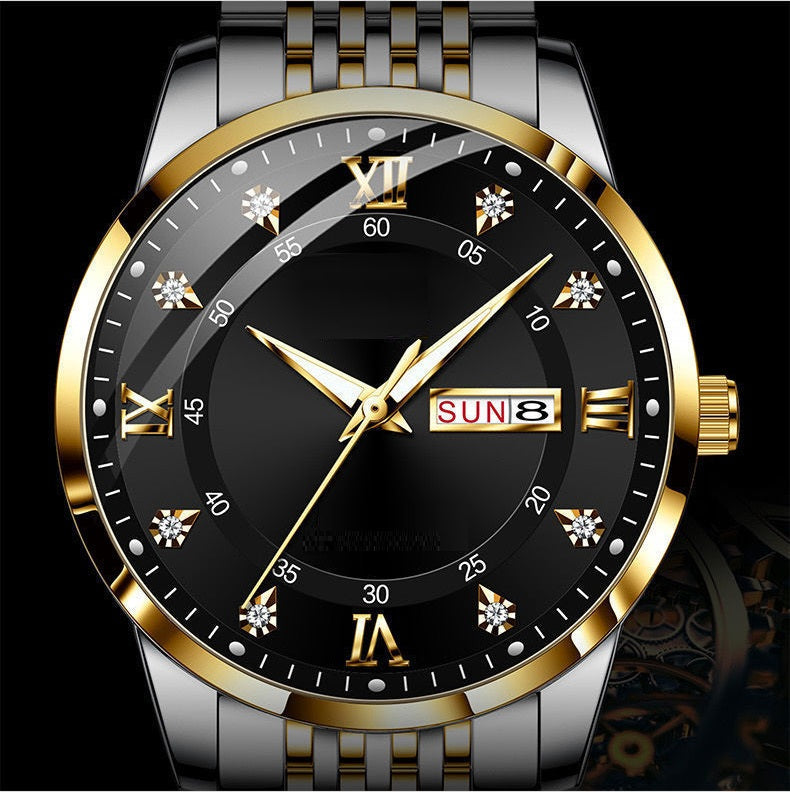 📢📢60 % de réduction !!! 🎅Montre quartz lumineuse et étanche pour homme avec calendrier