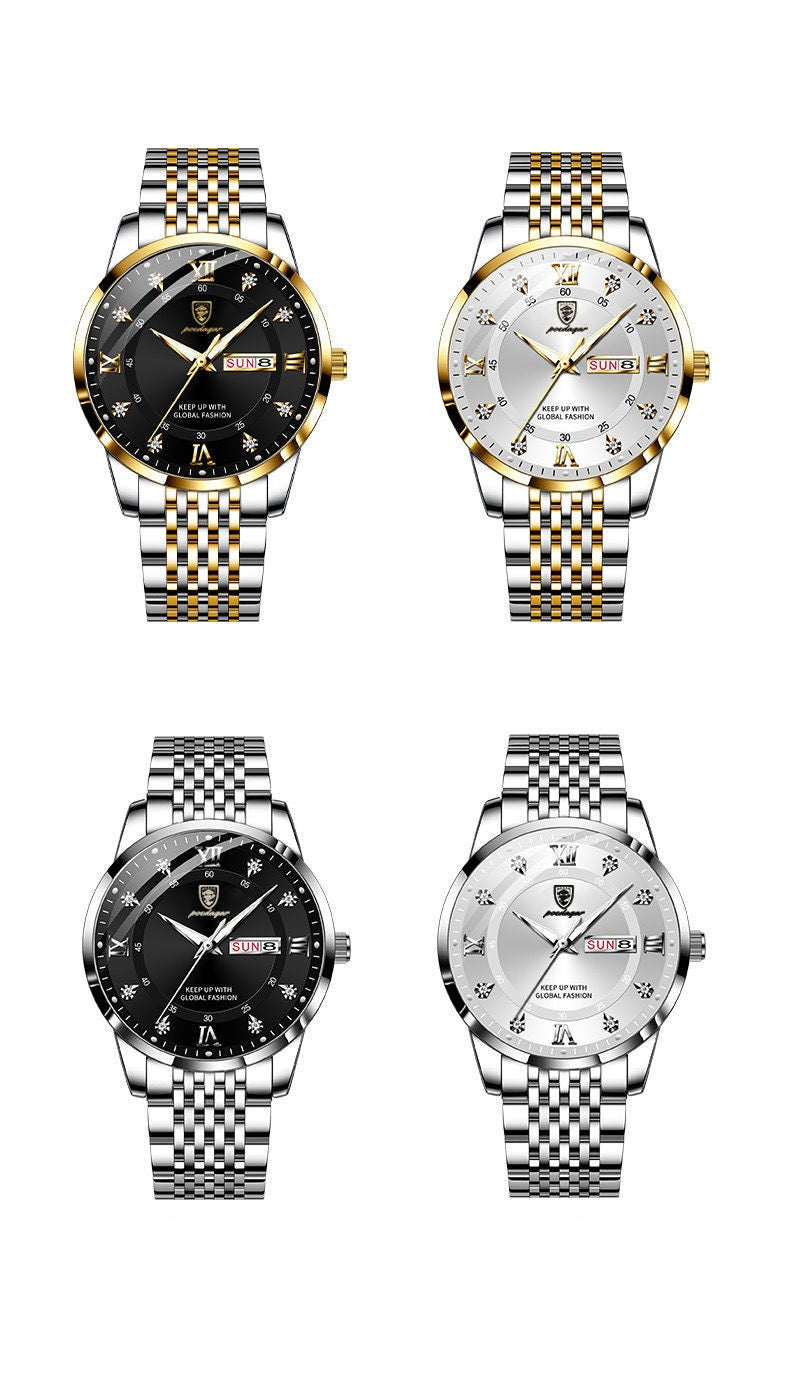 📢📢60 % de réduction !!! 🎅Montre quartz lumineuse et étanche pour homme avec calendrier