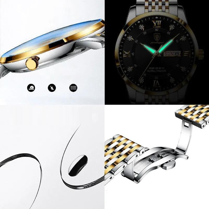 📢📢60 % de réduction !!! 🎅Montre quartz lumineuse et étanche pour homme avec calendrier