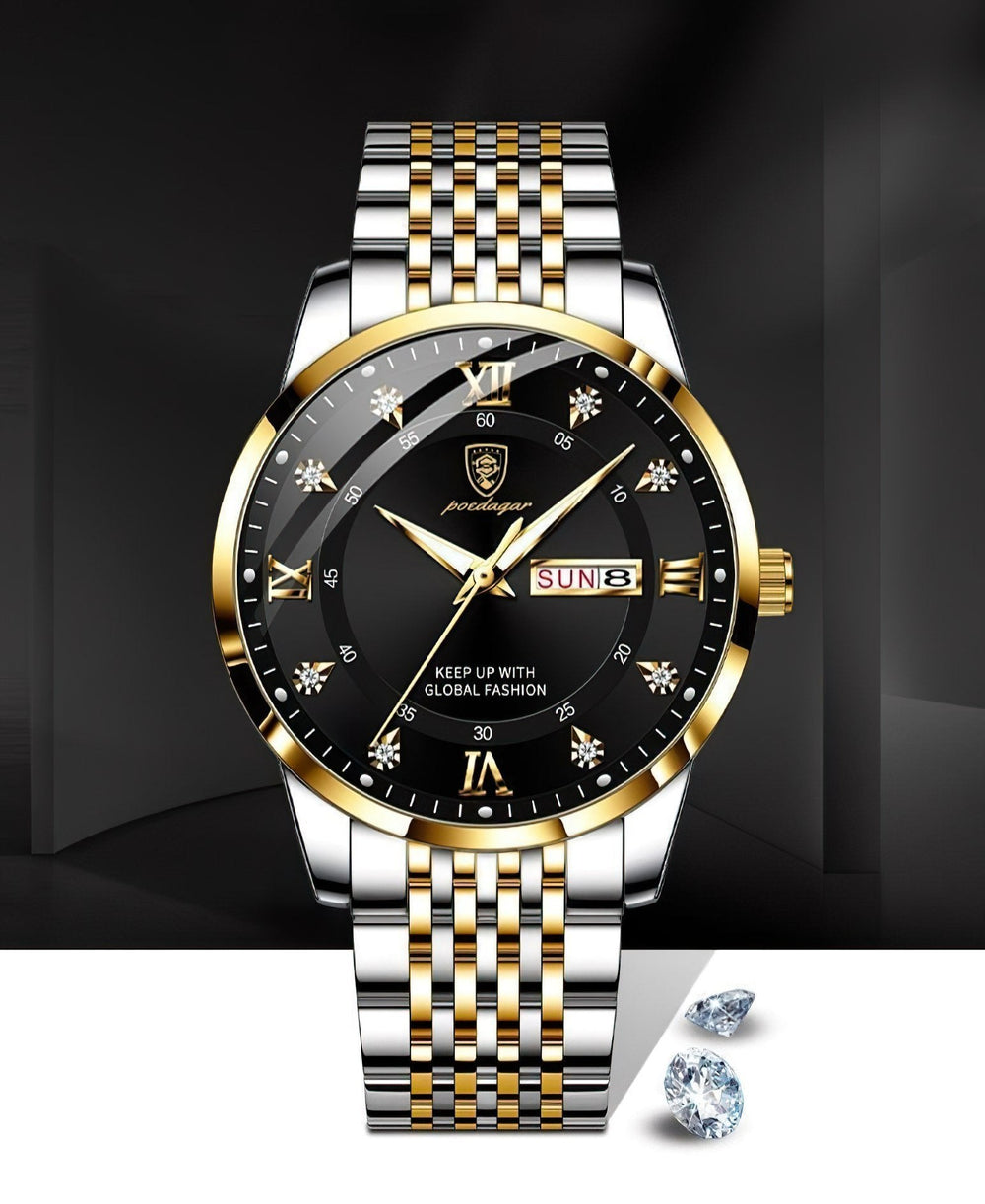 📢📢60 % de réduction !!! 🎅Montre quartz lumineuse et étanche pour homme avec calendrier