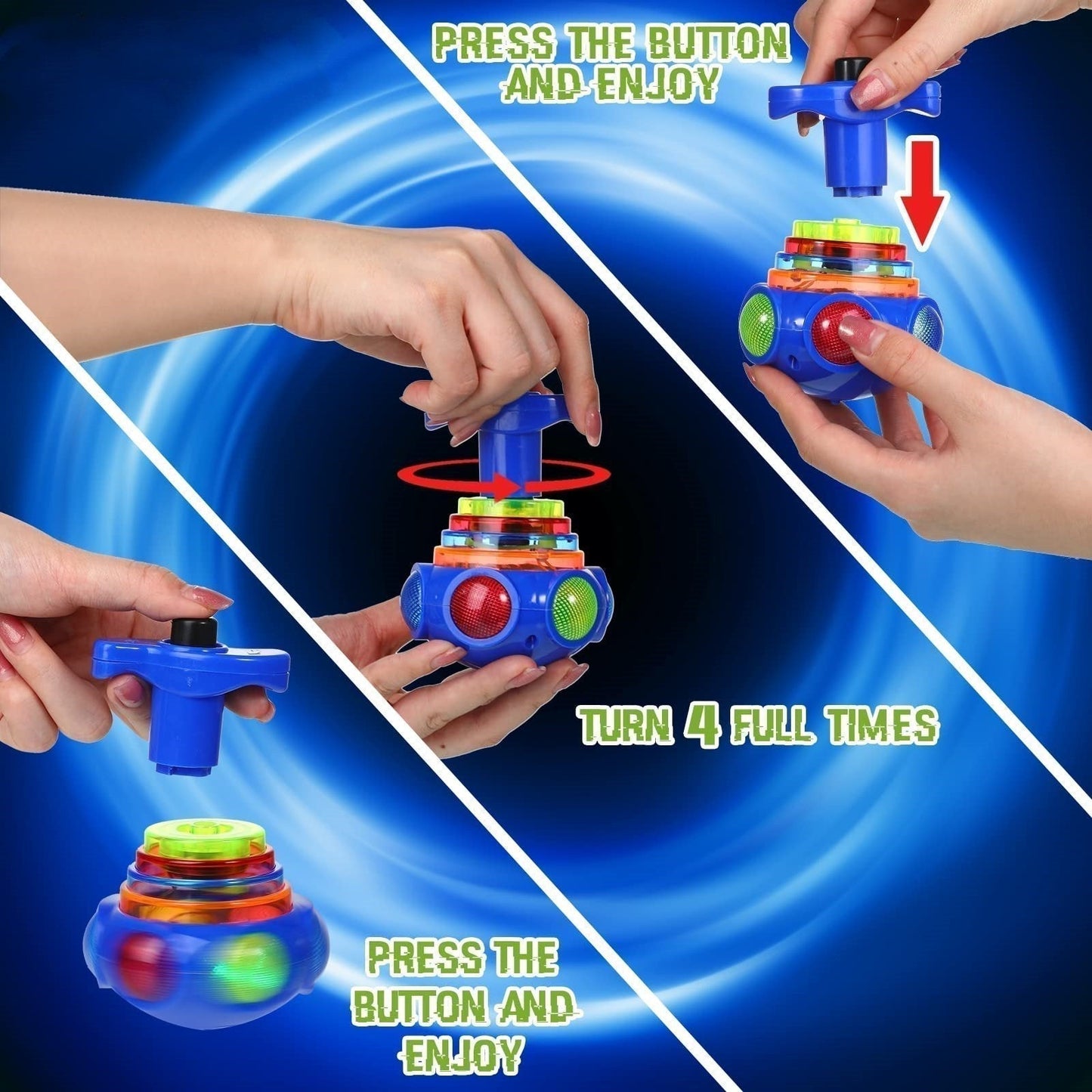 Music Flashing Spinners Toy with Launcher🎁Best Gift for Kids