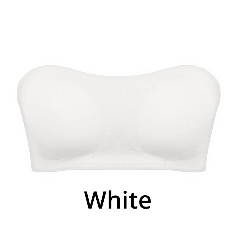 Women's Non-Slip Strapless Wireless Bra with Crossover Side Closure