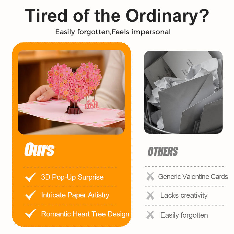 💝Trójwymiarowa kartka walentynkowa z drzewem serc ✨