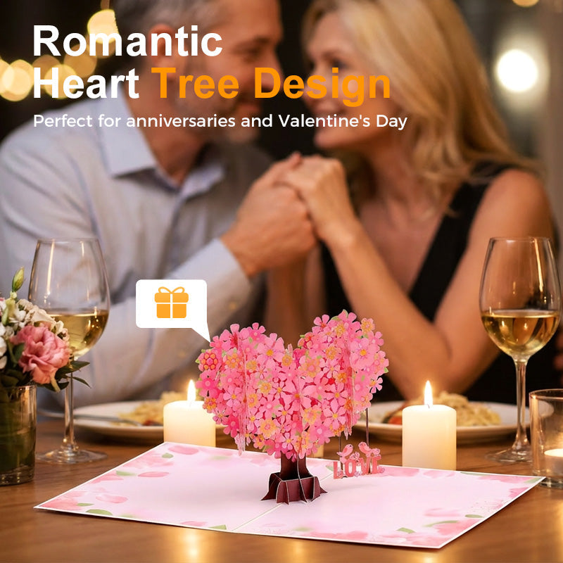 💝Trójwymiarowa kartka walentynkowa z drzewem serc ✨