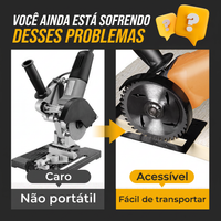 🔥Promoção imperdível com grandes descontos🔥 Suporte de corte para rebarbadora com kit de cobertura protetora – ajustável de 0 a 45°, profundidade de corte de 0 a 40 mm, compatível com rebarbadoras de 4 a 5 polegadas (100-125 mm), feito de ferro + ABS 🔧