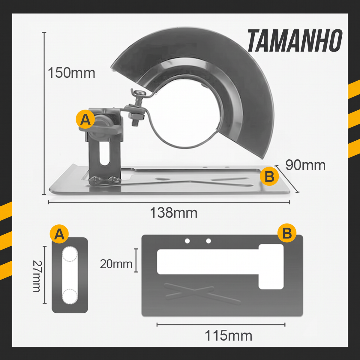 🔥Promoção imperdível com grandes descontos🔥 Suporte de corte para rebarbadora com kit de cobertura protetora – ajustável de 0 a 45°, profundidade de corte de 0 a 40 mm, compatível com rebarbadoras de 4 a 5 polegadas (100-125 mm), feito de ferro + ABS 🔧