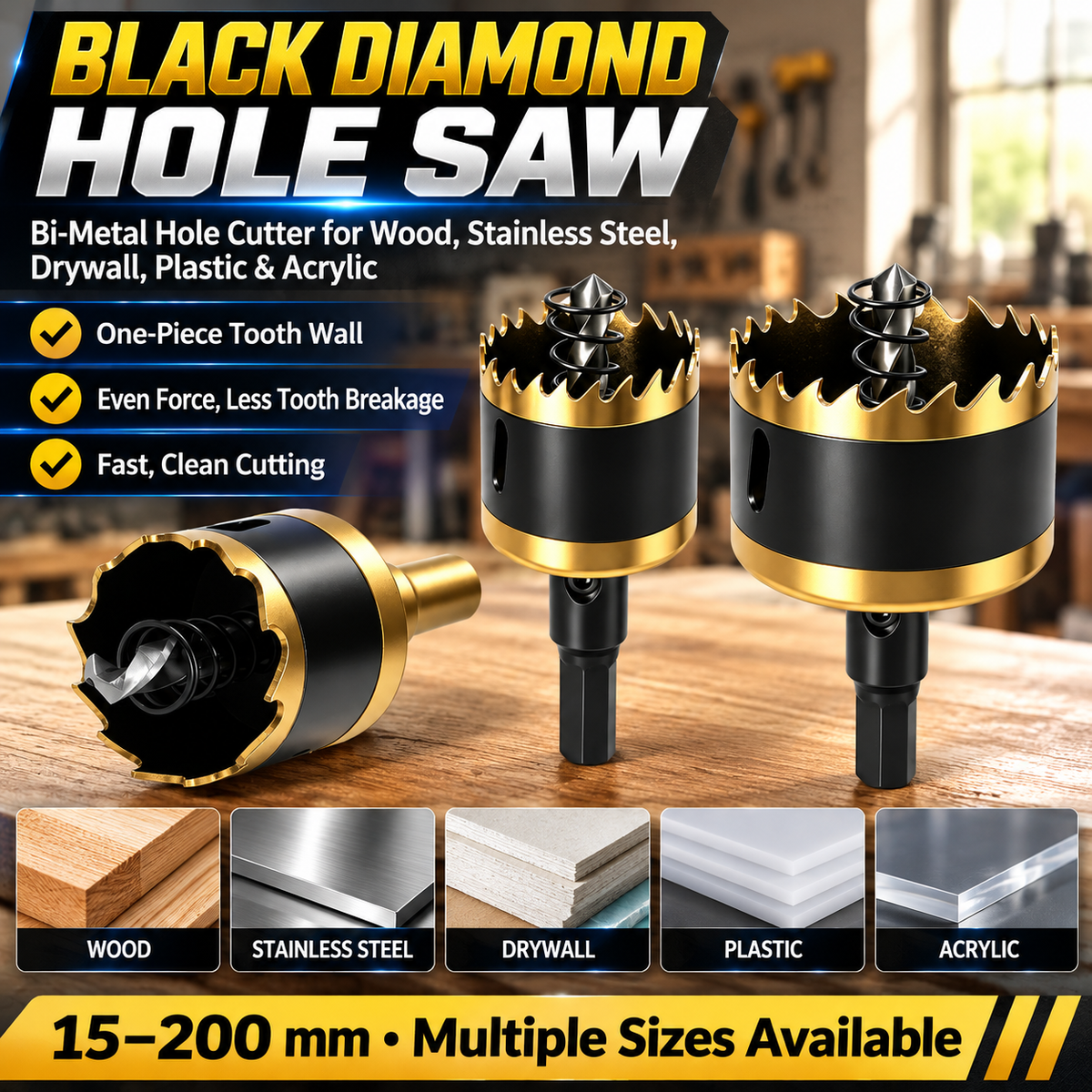 Multi-Purpose Hole Saw Drill Bit for Wood, Drywall and Metal