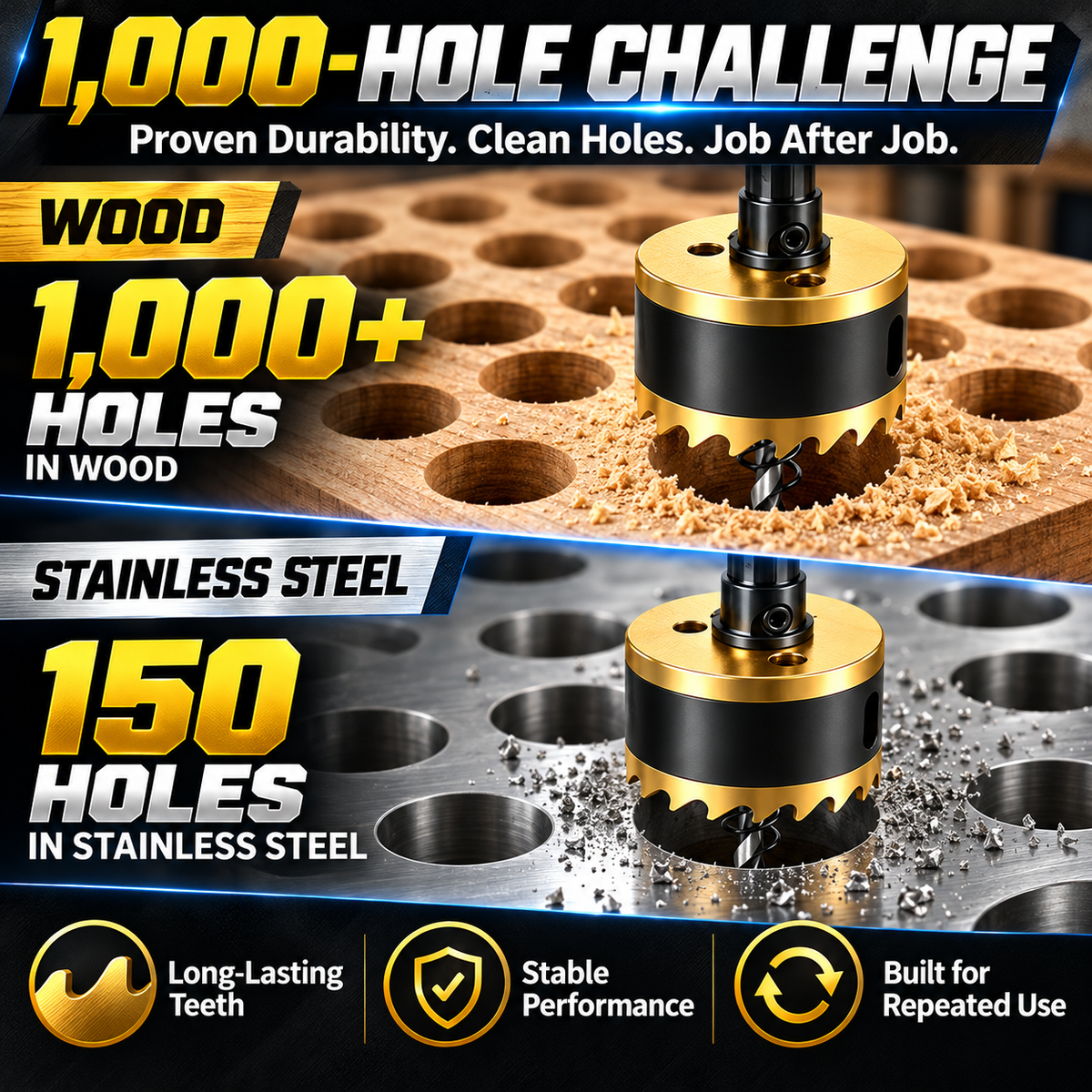 Multi-Purpose Hole Saw Drill Bit for Wood, Drywall and Metal