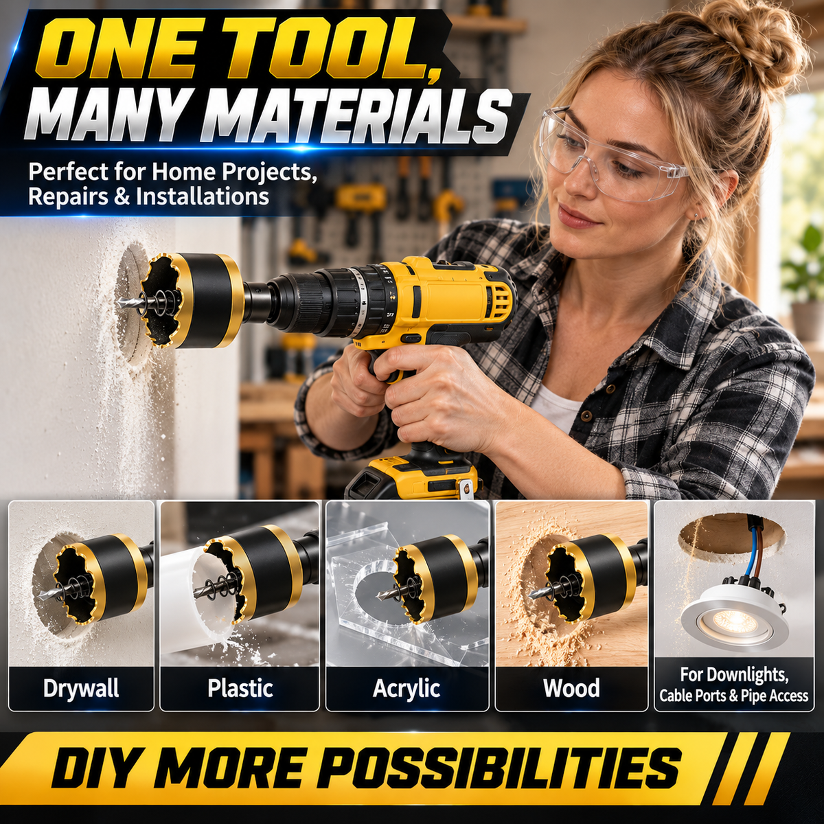 Multi-Purpose Hole Saw Drill Bit for Wood, Drywall and Metal
