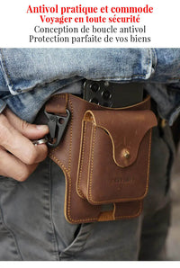 Sac ceinture multifonctionnel en cuir pour téléphone-5